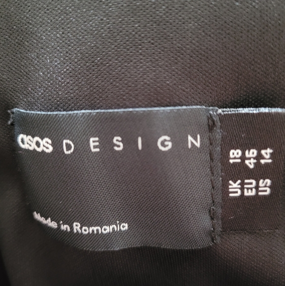 NWT ASOS Design velvet fallen shoulder evening wedding Midi dress in black sz 14 - Picture 9 of 13